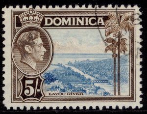 DOMINICA GVI SG108, 5s light blue & sepia, FINE USED. Cat £13.