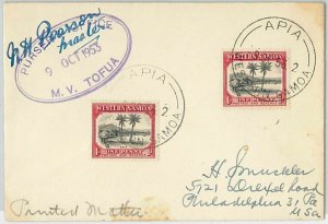 39878 -  WESTERN SAMOA -  POSTAL HISTORY: COVER from APIA TOFUA 1953 PALM TREES