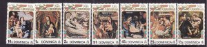 Dominica-SC#411-17-unused NH set-Paintings-Christmas-1974-