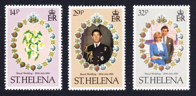 St. Helena Charles and Diana Royal Wedding 3v SG#378-380 SC#353-355 SALE BELOW