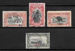Belgian Congo Scott 70-73 Unused/Used H - 1921 Overprints - SCV $21.25