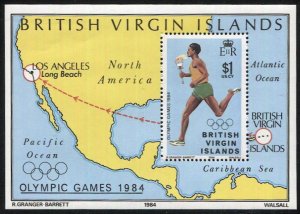 BRITISH VIRGIN ISLANDS 1984 Sc 477 MNH s/s VF -  Olympics - Sports - Map