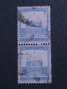 ​PALESTINE-1927- SC#76 MOSQUE OF OMAR USED PAIRS VF 96 YEARS OLD-FANCY CANCEL
