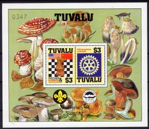 Tuvalu 1986 Sc#352  Chess/Rotary/Fungi/Scouts S/S Decorative Perforated  MNH