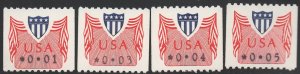 US 1992 Sc CVP31 1c + 3c + 4c + 5c Coils, Computer Vended Postage, Mint NH VF