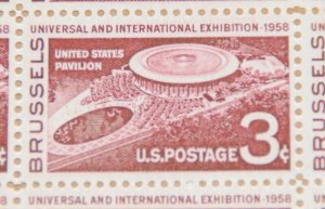 1958 sheet Brussels Exhibition Issue Sc# 1104