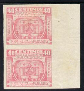 Paraguay 1952 Columbus Memorial - Urn 40c rose-pink IMPER...