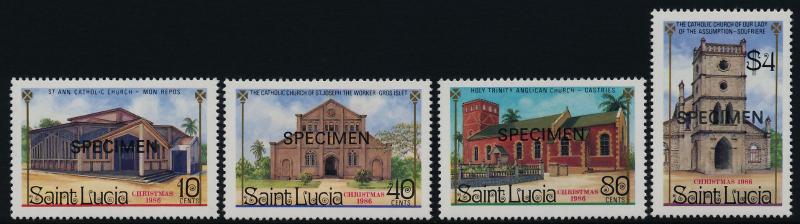 St Lucia 867-70 specimen o/p MNH Churches, Christmas, Architecture