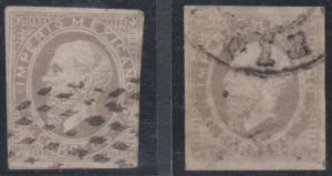 MEXICO Sc 26 TWO SINGLES PRIVATELY PRINTED WITH BOGUS CANCELS