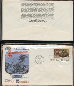 UNITED STATES 1975 UNHERALDED HEROES  4   FIRST DAY COVERS IN DELUXE FOLDER