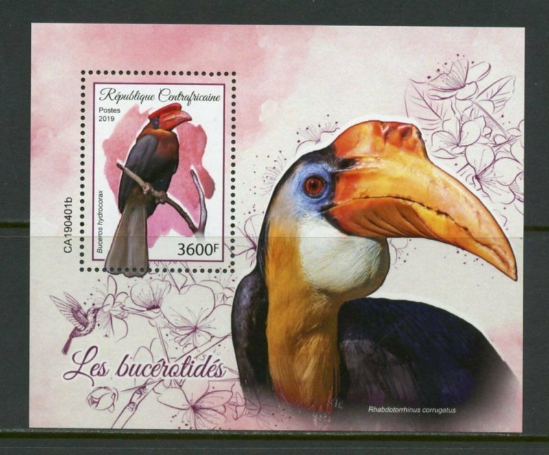 Central African Republic 2019: Horn-billed Birds souvenir sheet mint nh