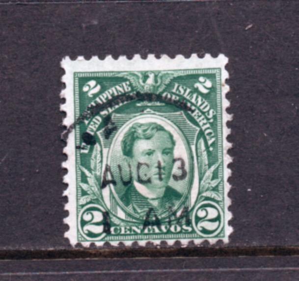 Philippines Scott # 290 used 2 centavos Jose Rizal  AUG 13