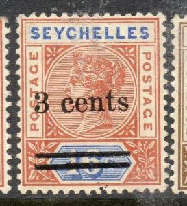 Seychelles 1901 Early Issue Fine Mint Hinged 3c. Surcharged 308987