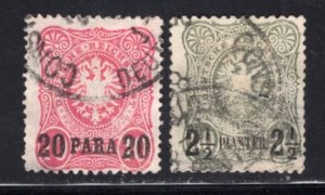 Germany Offices in Turkey 20pa + 2 1/2pi Used Light Thinning #2,6 CV$215