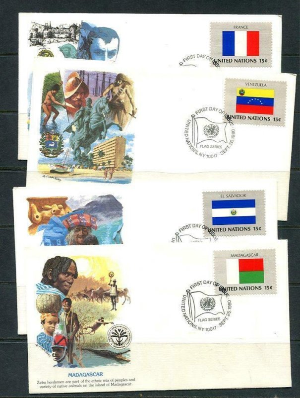 United Nations 1980 16 FDC Covers Sc 325-340 Flags 11307 