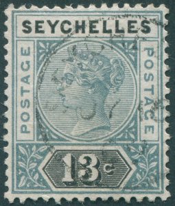 Seychelles 1892 13c grey & black Die II SG13 used