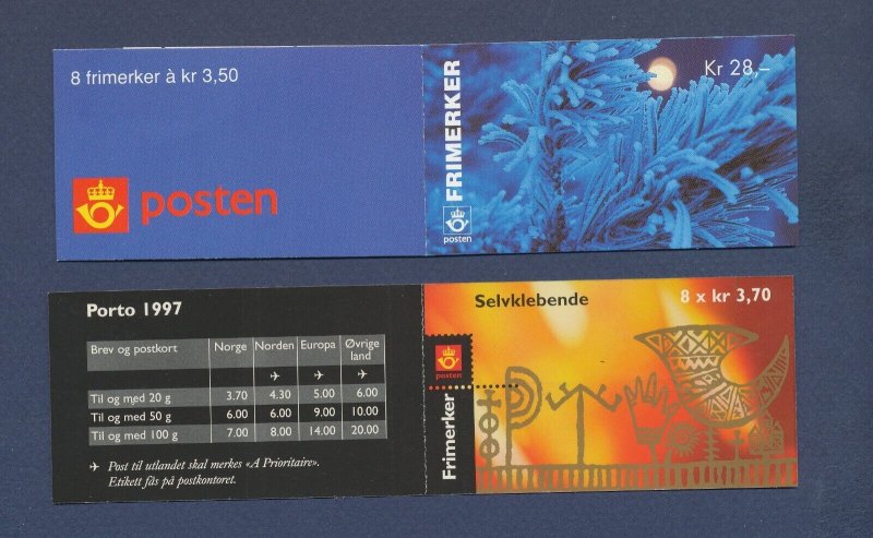 NORWAY -  scott 1138a & 1179a -  MNH Booklets - Christmas - TWO SCANS --b