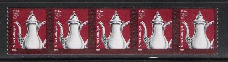 MNH strip of 5 3759 Silver coffeepot