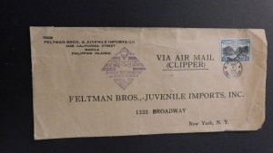1939 Air Mail First Flight Cover Manila Philippines  to San Francisco CA Clipper