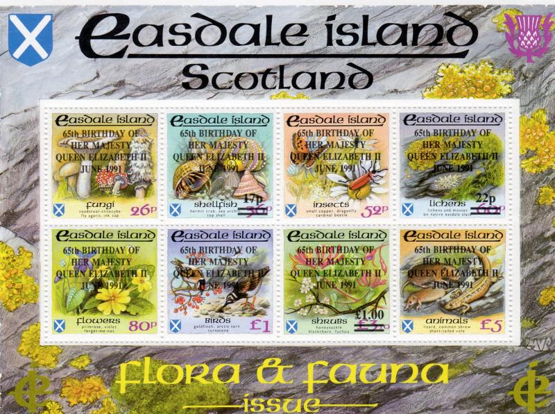 Easdale Island (Scotland) 1991 Flora & Fauna ovpt.65th.Birthday Queen Elizabeth