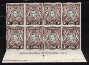 KUT 1942 1c George VI, Retouched Value Tablet; SG 131ad, Scott 66 var.; MNH