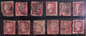 GB Used LOT #20 (10),#3(1),#?(1) w/Faults - 1p Queen Elizabeth 1841-64 [CVR343]