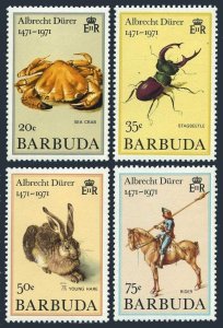 Barbuda 102 note set of 4,MNH. Albrecht Durrer,1972.Sea crab,Stag beetle,Hare,