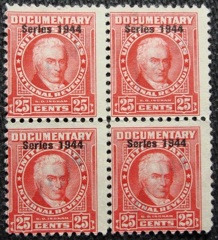 US #R394 Used Blk of 4, Revenue, S. D. Ingham, SCV $1.20 L12