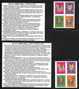 Scott #5815a-2023 (66c) Pinatas Block of 4 CF & Genuine and Descript. Tabs!