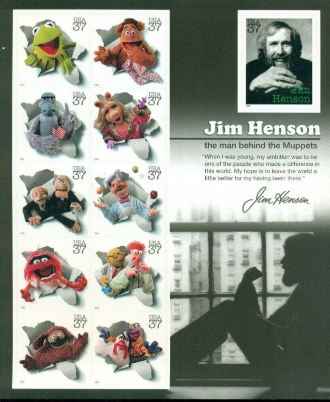 US: 2005 JIM HENSON - MUPPETS; MNH Sheet of 10 - Sc 3944; Kermit Piggy