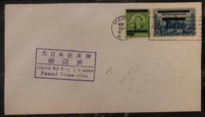 1942 Manila Philippines Japan Occupation First Day Censored Cover #N1,3 Scarcest