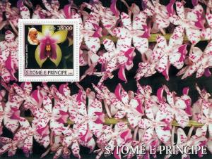 SAO TOME E PRINCIPE 2003 SHEET ORCHIDS FLOWERS POPE JOHN PAUL st3240