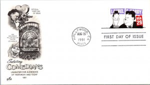 FDC 1991 SC #2566 Artcraft, Laurel & Hardy - Hollywood CA - Single - J2695