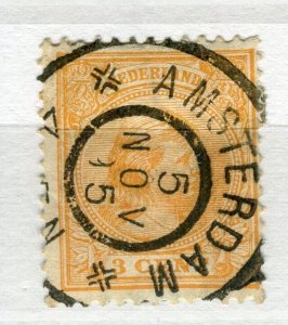 NETHERLANDS; 1890s early classic Wilhelmina issue used value fine POSTMARK