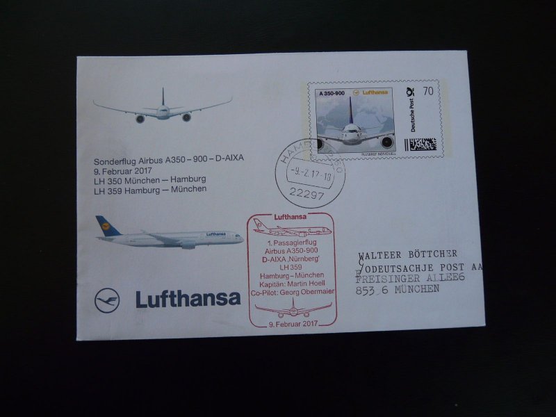 first flight cover Hamburg Munchen Airbus A350 Lufthansa 2017