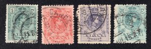 Spain 1909 5c, 10c, 15c & 30c Alfonso XIII, Scott 298-300, 303 used