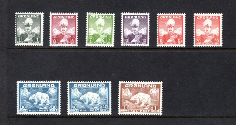 Greenland #1-9, F/VF, Unused, CV $40.00 ....2510001