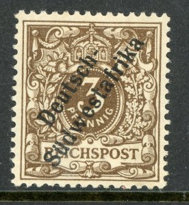 Germany 1898 SWA 3pf Dark Brown Scott 7 Mint X185