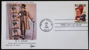 U.S. Used #1803 15c WC Fields First Day Cover. 1st Gill Craft Cachet. Scarce!