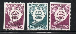 Sweden Sc 787-789 1968 World Council of Churches Assembly stamp set used