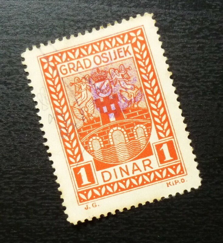 Croatia OSIJEK Yugoslavia Local Revenue Stamp 1 DINAR B32