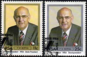 South Africa - 1984 President PW Botha Set Used SG 570-571