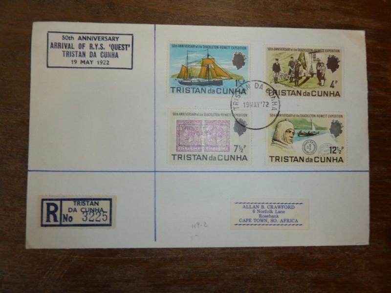 Tristan da Cunha 1972 Explorers FDC Reg to South Africa (57bea)