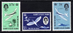 Gilbert & Ellice Islands 1963 QE2 Set First Air Service MLH SG 82 - 84 ( H1446 )