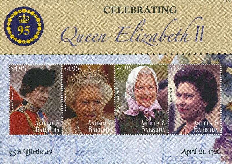 Antigua & Barbuda 2021 MNH Royalty Stamps Queen Elizabeth II 95th Bday 4v M/S 