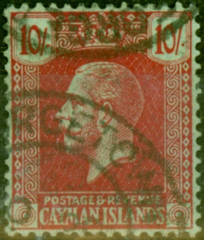 Cayman Islands 1926 10s Carmine-Green SG83 Very Fine Used