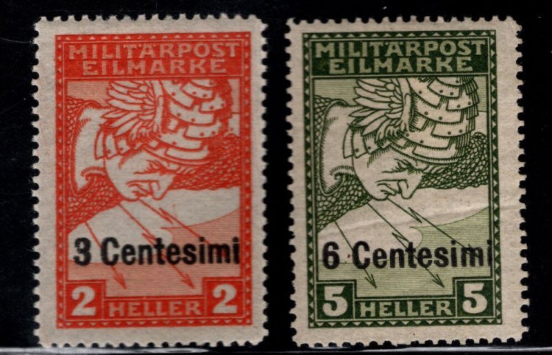 Italy,  Austrian Occupation Scott NE1-NE2 MH* set, Natural paper bend on NE2