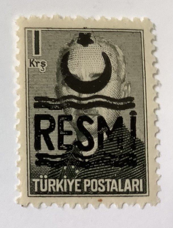 Turkey  1957 Scott  o39  MH - 1k, overprinted