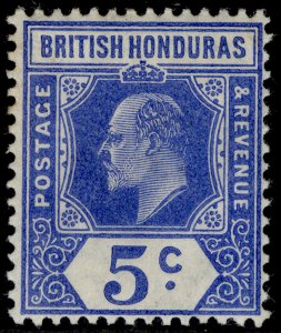 BRITISH HONDURAS EDVII SG97, 5c ultramarine, NH MINT.