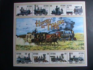 GUYANA STAMP-HISTORY OF TRAINS  LARGE MNH FULL  SHEET VERY FINE